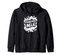 Powered By Milk Divertente Mucca Tema Felpa con Cappuccio