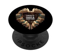 Powered by Pages & Quietude Book Lover Reading Heart PopSockets PopGrip Adesivo
