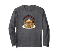 Powered by Pancakes Breakfast Energy Funny Design Tee Pop!! Maglia a Manica