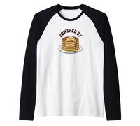 Powered by Pancakes Breakfast Energy Funny Design Tee Pop!! Maglia con Maniche Raglan
