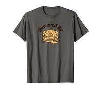 Powered by Pancakes Breakfast Energy Funny Design Tee Pop!! Maglietta