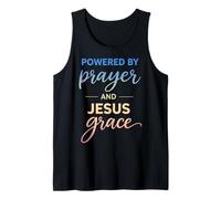 Powered by Prayer And Jesus Grace Christian Citazione Canotta