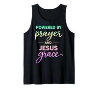 Powered by Prayer And Jesus Grace Christian Citazione Canotta