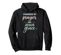Powered by Prayer And Jesus Grace Christian Citazione Felpa con Cappuccio