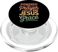 Powered by Prayer and Jesus Grace Christian Citazione PopSockets PopGrip per MagSafe