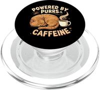 Powered By Purrs & Caffeine Cat Lover Coffee Design PopSockets PopGrip per MagSafe