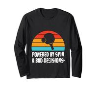 Powered By Spin & Bad Decisions Funny Retro Table Tennis Maglia a Manica