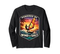 Powered By Wind And Salt Windfurfer Windsurf Amante Scherzo Maglia a Manica
