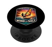 Powered By Wind And Salt Windfurfer Windsurf Amante Scherzo PopSockets PopGrip Adesivo