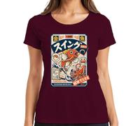 Powered Fish Discovering New Delights Japan - Maglietta da donna, bordeaux, XXL