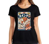 Powered Fish Discovering New Delights Japan - Maglietta da donna, Nero , XL