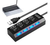 Powered USB Heub High Speed Multi-Port Splitteer Setup | Compact Anti-Slip UeSB Hub With Independent Button For Travel Home Geame Setup Co-Working Epace Photography Remote Work