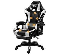 Powergaming Sedie marca modello Sedia Gaming Massaggio 7 punti Bianco/Nero Poggiapiedi