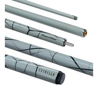 PowerGlide Estrella - Stecca da Biliardo o Biliardo, in Fibra di Vetro, Ultra Liscia e Lucida, 2 giunture 50/50, Grigio Ghiaccio screpolato, Punta da 10 mm, Dimensioni Standard 144,8 cm, Peso Massimo