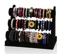 powerking Black Velvet T-bar Bracelet Watch Jewelry stand display, 3 ripiani