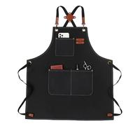 powerking Canvas Aprons for Men Women with Large Pockets，Heavy Duty Cross Back Work Apron, Adjustable Strap Kitchen Cooking Baking Bib Apron