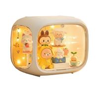 powerking Clear Figure Display Case With Light, Acrylic Display Stand Showcase, Adjustable Storage Organizer Box with Magnetic Door and Figure Holders for Collectibles Action Figure