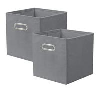 powerking Contenitore contenitore di stoccaggio in tessuto, 2 Pack pieghevole panno di stoccaggio Cube Organizer Cassetto con maniglia in metallo per armadio e giocattoli di stoccaggio, Grigio