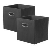 powerking Contenitore contenitore di stoccaggio in tessuto, 2 Pack pieghevole panno di stoccaggio Cube Organizer Cassetto con maniglia in metallo per armadio e giocattoli di stoccaggio, Nero
