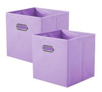 powerking Contenitore contenitore di stoccaggio in tessuto, 2 Pack pieghevole panno di stoccaggio Cube Organizer Cassetto con maniglia in metallo per armadio e giocattoli di stoccaggio, Lavanda
