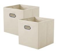 powerking Contenitore contenitore di stoccaggio in tessuto, 2 Pack pieghevole panno di stoccaggio Cube Organizer Cassetto con maniglia in metallo per armadio e giocattoli di stoccaggio, Beige