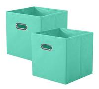 powerking Contenitore contenitore di stoccaggio in tessuto, 2 Pack pieghevole panno di stoccaggio Cube Organizer Cassetto con maniglia in metallo per armadio e giocattoli di stoccaggio, Verde Menta