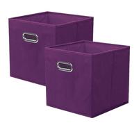 powerking Contenitore contenitore di stoccaggio in tessuto, 2 Pack pieghevole panno di stoccaggio Cube Organizer Cassetto con maniglia in metallo per armadio e giocattoli di stoccaggio, Viola