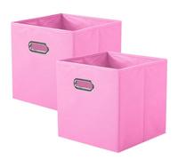 powerking Contenitore contenitore di stoccaggio in tessuto, 2 Pack pieghevole panno di stoccaggio Cube Organizer Cassetto con maniglia in metallo per armadio e giocattoli di stoccaggio, Rosa