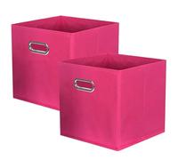 powerking Contenitore contenitore di stoccaggio in tessuto, 2 Pack pieghevole panno di stoccaggio Cube Organizer Cassetto con maniglia in metallo per armadio e giocattoli di stoccaggio, Fuchsia