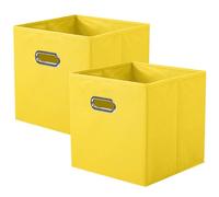 powerking Contenitore contenitore di stoccaggio in tessuto, 2 Pack pieghevole panno di stoccaggio Cube Organizer Cassetto con maniglia in metallo per armadio e giocattoli di stoccaggio, Giallo