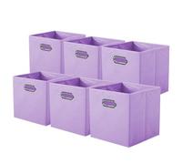 powerking Contenitore contenitore di stoccaggio in tessuto, 6 Pack pieghevole panno di stoccaggio Cube Organizer Cassetto con maniglia in metallo per armadio e giocattoli di stoccaggio, Lavanda