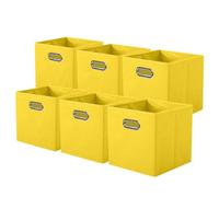 powerking Contenitore contenitore di stoccaggio in tessuto, 6 Pack pieghevole panno di stoccaggio Cube Organizer Cassetto con maniglia in metallo per armadio e giocattoli di stoccaggio, Giallo