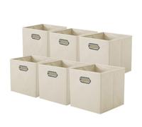 powerking Contenitore contenitore di stoccaggio in tessuto, 6 Pack pieghevole panno di stoccaggio Cube Organizer Cassetto con maniglia in metallo per armadio e giocattoli di stoccaggio, Beige