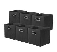powerking Contenitore contenitore di stoccaggio in tessuto, 6 Pack pieghevole panno di stoccaggio Cube Organizer Cassetto con maniglia in metallo per armadio e giocattoli di stoccaggio, Nero