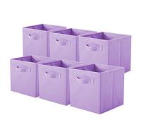 PowerKing Contenitore di stoccaggio, cubi pieghevoli di stoccaggio del tessuto e cassetto dell'organizzatore di stoccaggio del panno per armadio e giocattoli di stoccaggio, 6 Pack (lavanda)
