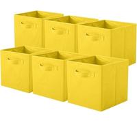 powerking Contenitori, cubi pieghevoli di stoccaggio del tessuto e cassetto organizzatore di stoccaggio del panno per armadio e giocattoli di stoccaggio, 6 Pack (giallo)