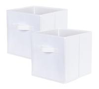 powerking Contenitori, cubi pieghevoli di stoccaggio del tessuto e cassetto organizzatore di stoccaggio del panno per armadio e giocattoli di stoccaggio, 2 Pack (Bianco)