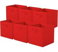 powerking Contenitori, cubi pieghevoli di stoccaggio del tessuto e cassetto organizzatore di stoccaggio del panno per armadio e giocattoli di stoccaggio, 6 Pack (rosso)