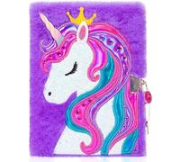 powerking Diario con unicorno per ragazze con lucchetto e chiavi, diario con unicorno, quaderno magico con unicorno per bambini e adulti, diario segreto a righe, 160 pagine, per scrivere e disegnare,