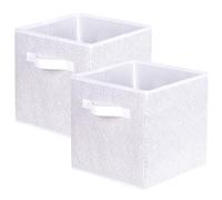 powerking Fabric Storage Box Bins, 2 Pack Foldable Cloth Storage Cube Organizer Drawer with 3D Embossed Rose Pattern For Closet And Toys Storage,27x27x28cm