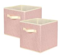 powerking Fabric Storage Box Bins, 2 Pack Foldable Cloth Storage Cube Organizer Drawer with 3D Embossed Rose Pattern For Closet And Toys Storage,27x27x28cm