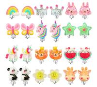Powerking Orecchini ragazze, orecchini gioielli ragazze e abiti da principessa Play Orecchini Set per bambini, 12 coppie, unicorno Bling
