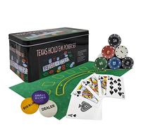 powerking Poker Chip Set, Blackjack 200 fiches Poker Set per Texas Holdem con tovaglia Gioco per Feste di Famiglia