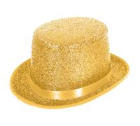 powerking Top Cappelli per Adulti, Shiny Tuxedo Hat Costume Magico Cappello per Uomini Donne, Cappello Vittoriano Topper Cappelli, Fancy Dress Party Headwear Accessorio, Giallo