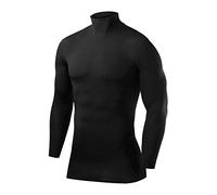 PowerLayer Maglia Termica Uomo a Manica Lunga - Maglia Compressione Uomo per Calcio e Sport - Strato Base a Maniche Lunghe - per Allenamento Corsa e Ciclismo - Nero, Large Uomo