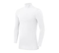 PowerLayer Maglia Termica Bambino a Manica Lunga - Maglia Compressione Uomo per Calcio e Sport - Strato Base a Maniche Lunghe - per Allenamento Corsa e Ciclismo - Bianco, 12-14 Anni