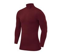 PowerLayer Maglia Termica Uomo a Manica Lunga - Maglia Compressione per Calcio e Sport - Strato Base a Maniche Lunghe - per Allenamento Corsa e Ciclismo - Cabernet, Large
