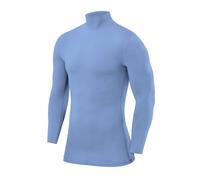 PowerLayer Maglia Termica Uomo a Manica Lunga - Maglia Compressione Uomo per Calcio e Sport - Strato Base a Maniche Lunghe - per Allenamento Corsa e Ciclismo- Azzurro, XXL
