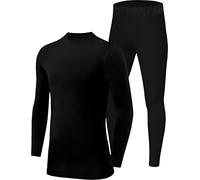PowerLayer Termico Performante da Uomo e Ragazzi Baselayer Set di Top E Collant a Compressione - Top Nero + Collant Black Stealth (Nero). L Ragazzi (10-12 Anni)