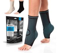 POWERLIX Cavigliera Sportiva, Confezione da 2, Cavigliera Ortopedica, Supporto per Danni ai Legamenti, Protezione per lo Sport, Cavigliera elastica per distorsione, Blu, M